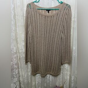 “Talbots” (M) Beautifully Tan lite weight Long-Sleeve Sweater Pre-Owned Pretty